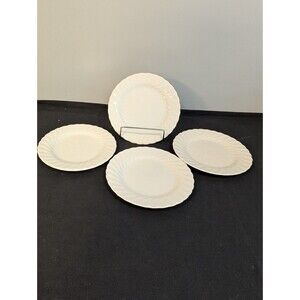 Johnson Brothers White Ironstone Bread & Butter Plates Set of 4 Swirl Rim 6.25"